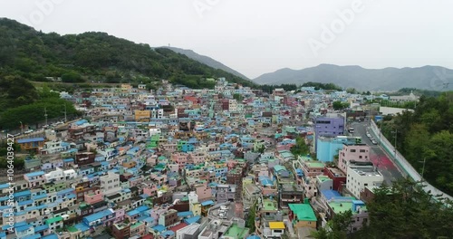 Arial Drone View Of Gamcheon Culture Village In Busan, South Korea, Korea Travel