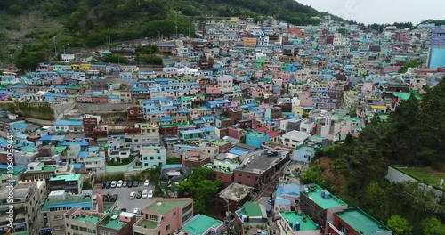 Arial Drone View Of Gamcheon Culture Village In Busan, South Korea, Korea Travel