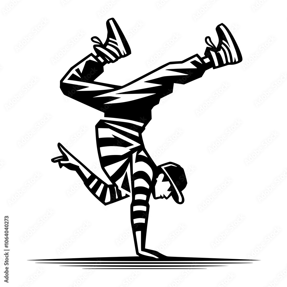 Fototapeta premium Black and White Vector Silhouettes of Dancers in Aesthetic and Dynamic Poses – Minimalist Art for Motion and Expression