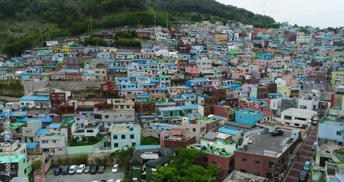 Arial Drone View Of Gamcheon Culture Village In Busan, South Korea, Korea Travel