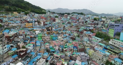 Arial Drone View Of Gamcheon Culture Village In Busan, South Korea, Korea Travel
