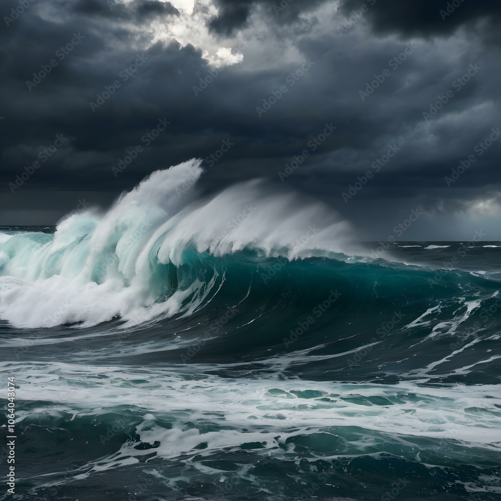 Stormy Ocean with Powerful Waves Generative AI Stormy Ocean with Powerful Waves Generative AI