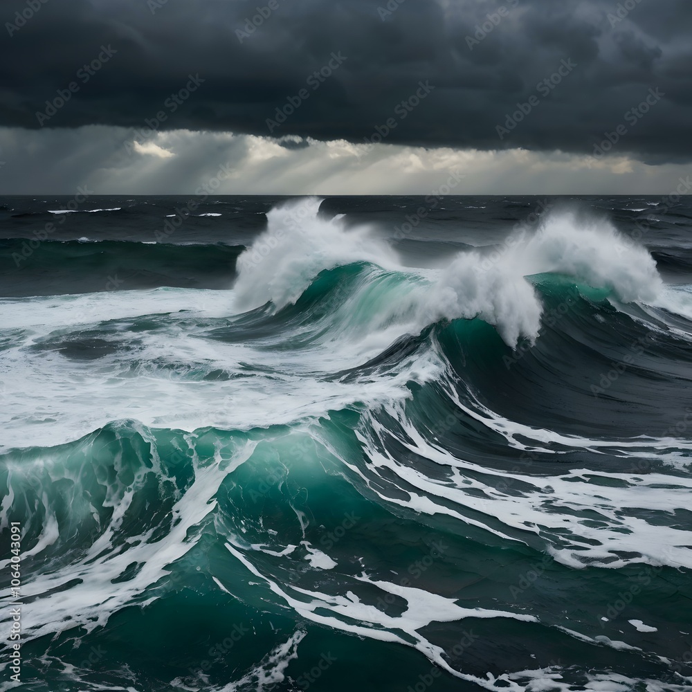 Stormy Ocean with Powerful Waves Generative AI Stormy Ocean with Powerful Waves Generative AI