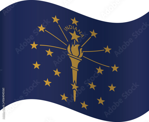 Waving flag of the United States of America federal state of INDIANA