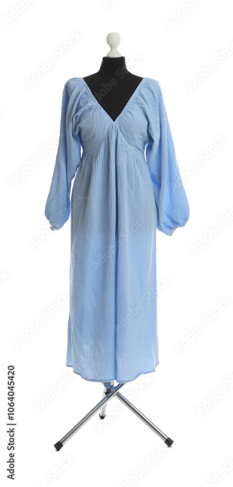 Female mannequin with light blue dress isolated on white Female mannequin with light blue dress isolated on white