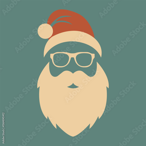 Merry Christmas vector concept in red color with illustration of Christmas hat and Santa Claus white beard, perfect for your template or background design.