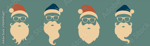 Merry Christmas vector concept in red color with illustration of Christmas hat and Santa Claus white beard, perfect for your template or background design.