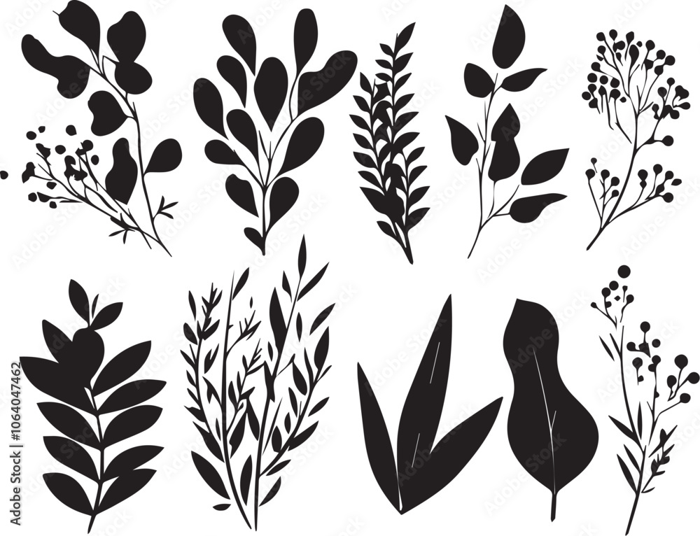 Set plants. Hand drawn vector illustration Set plants. Hand drawn vector illustration