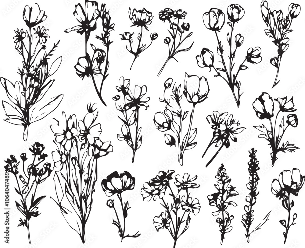 Set plants. Hand drawn vector illustration Set plants. Hand drawn vector illustration