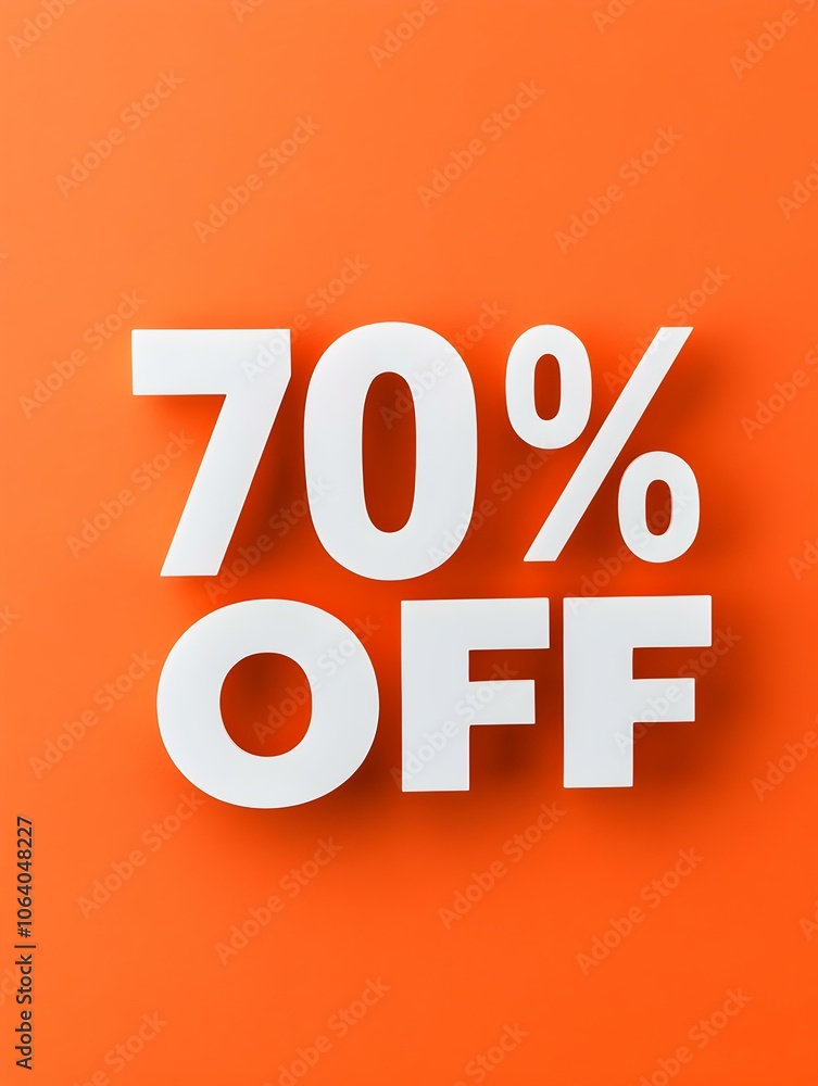 White '70% OFF' Promotional Sign on a Orange Background White '70% OFF' Promotional Sign on a Orange Background