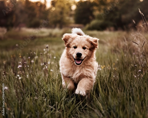 golden retriever running puppy