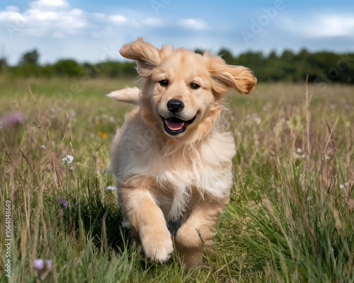 golden retriever running puppy