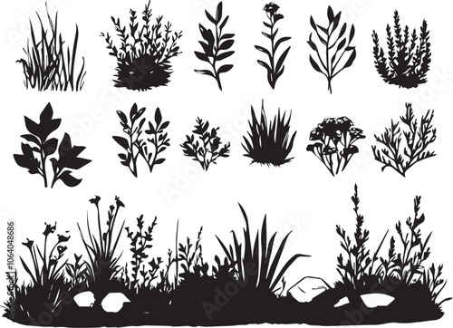 Set plants. Hand drawn vector illustration