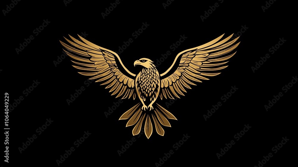 Obraz premium Eagle Silhouette Illustration: Symbol of Power and Freedom