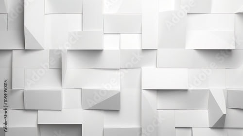 Geometric abstract white 3D wall panel background