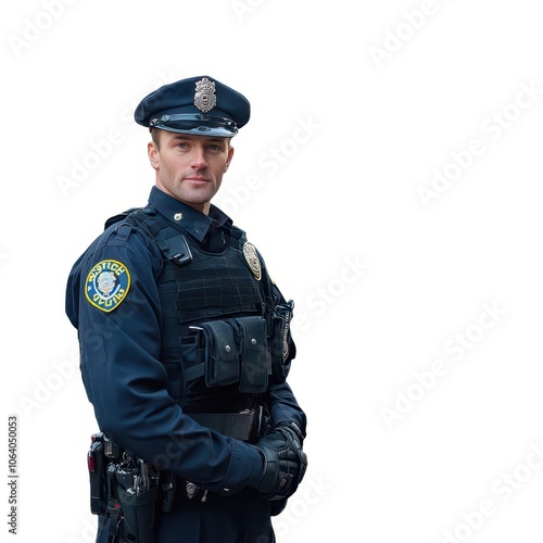 Police Officer Standing in Uniform