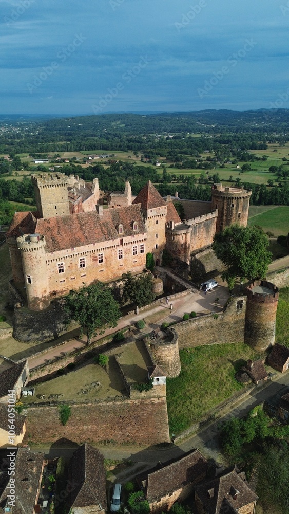 drone photo castelnau-bretenoux castle france europe drone photo castelnau-bretenoux castle france europe