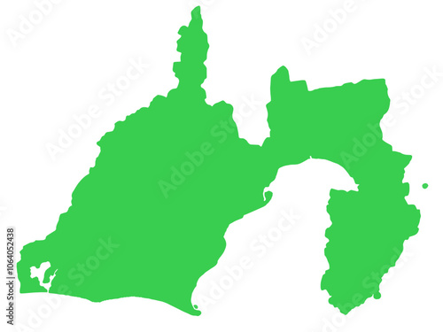 少しゆるい静岡県地図 フチなし 東海地方 / Shizuoka Cute Map Green