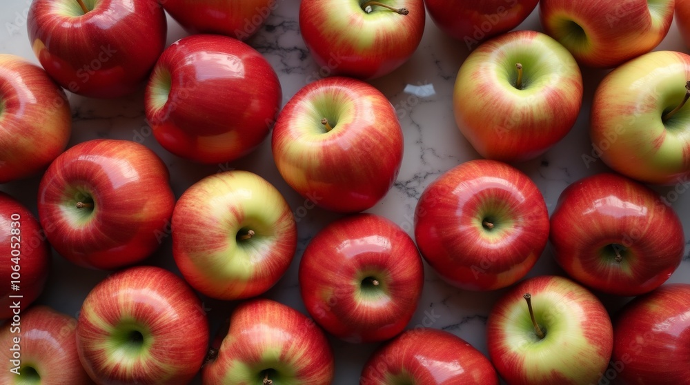 Close-up, overhead shot of collection of red and green apples Close-up, overhead shot of collection of red and green apples