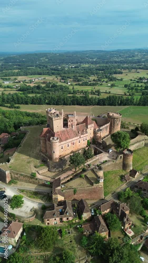 drone video Castelnau-Bretenoux castle france europe drone video Castelnau-Bretenoux castle france europe