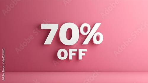 White '70% OFF' Promotional Sign on a Blush Background with Copy Space