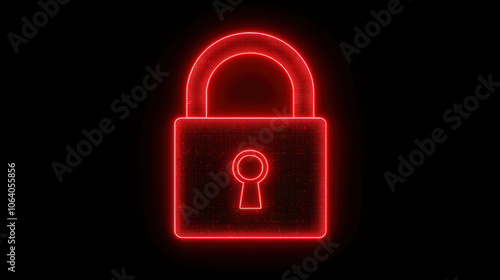 Red glowing digital padlock icon symbolizing security and protection