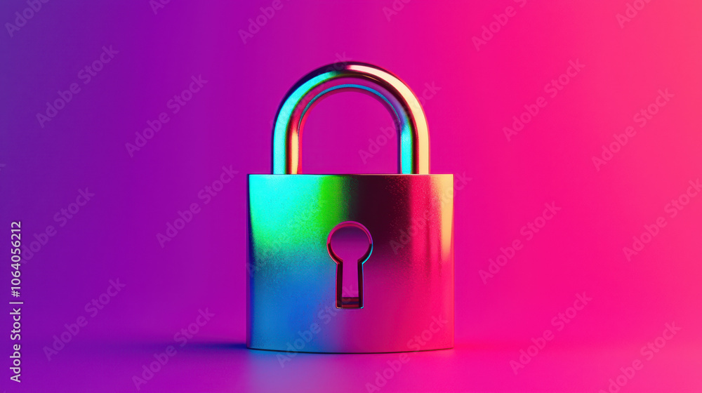 vibrant digital padlock with encryption features in colorful hues vibrant digital padlock with encryption features in colorful hues