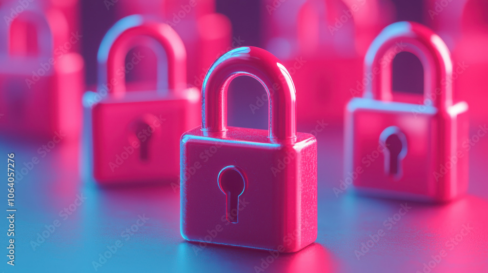 Colorful locks in matrix symbolize security and trust in privacy Colorful locks in matrix symbolize security and trust in privacy