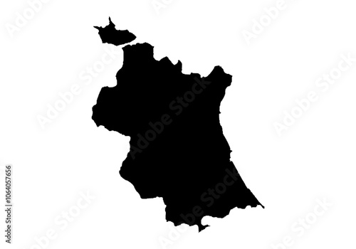 Mapa negro de Valencia (España) en fondo blanco
