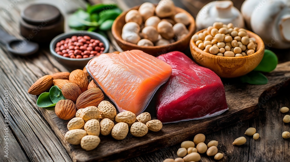raw fish with ingredients for healthy diet on black background raw fish with ingredients for healthy diet on black background
