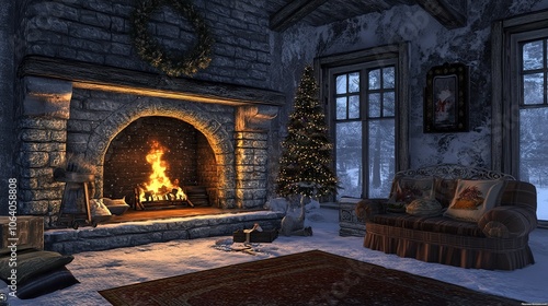 Describe a cozy winter evening spent by a fireplace with someone special.