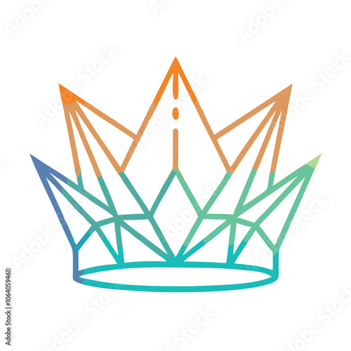 Geometric crown icon in black outline, Black outline icon of a crown with a geometric design, symbolizing royalty, elegance, and modern style in a minimalist form.
