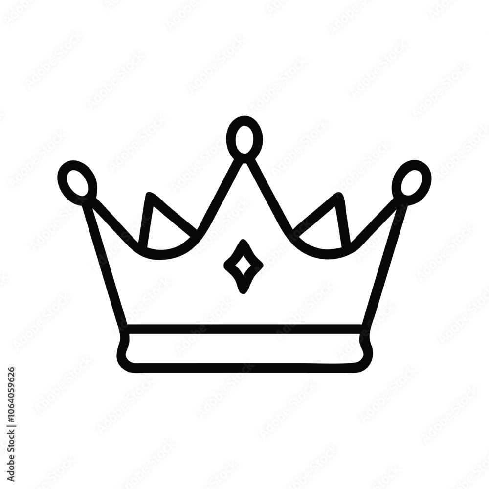 Simple crown icon with black outline, Minimalistic black outline of a crown with a central jewel, symbolizing royalty, elegance, and authority in a classic design.
Simple crown icon with black outline, Minimalistic black outline of a crown with a central jewel, symbolizing royalty, elegance, and authority in a classic design.