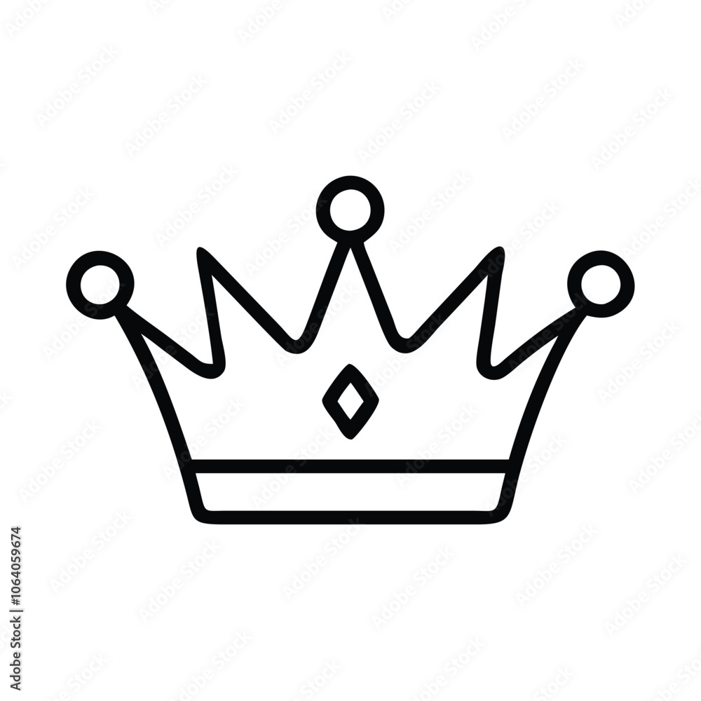 Simple crown icon with black outline, Minimalistic black outline of a crown with a central jewel, symbolizing royalty, elegance, and authority in a classic design.
Simple crown icon with black outline, Minimalistic black outline of a crown with a central jewel, symbolizing royalty, elegance, and authority in a classic design.