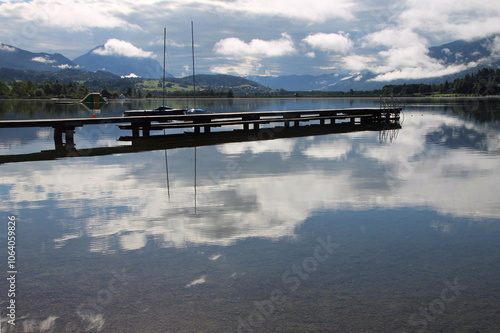 footbridge over the lake in Carinthia, Austria photo