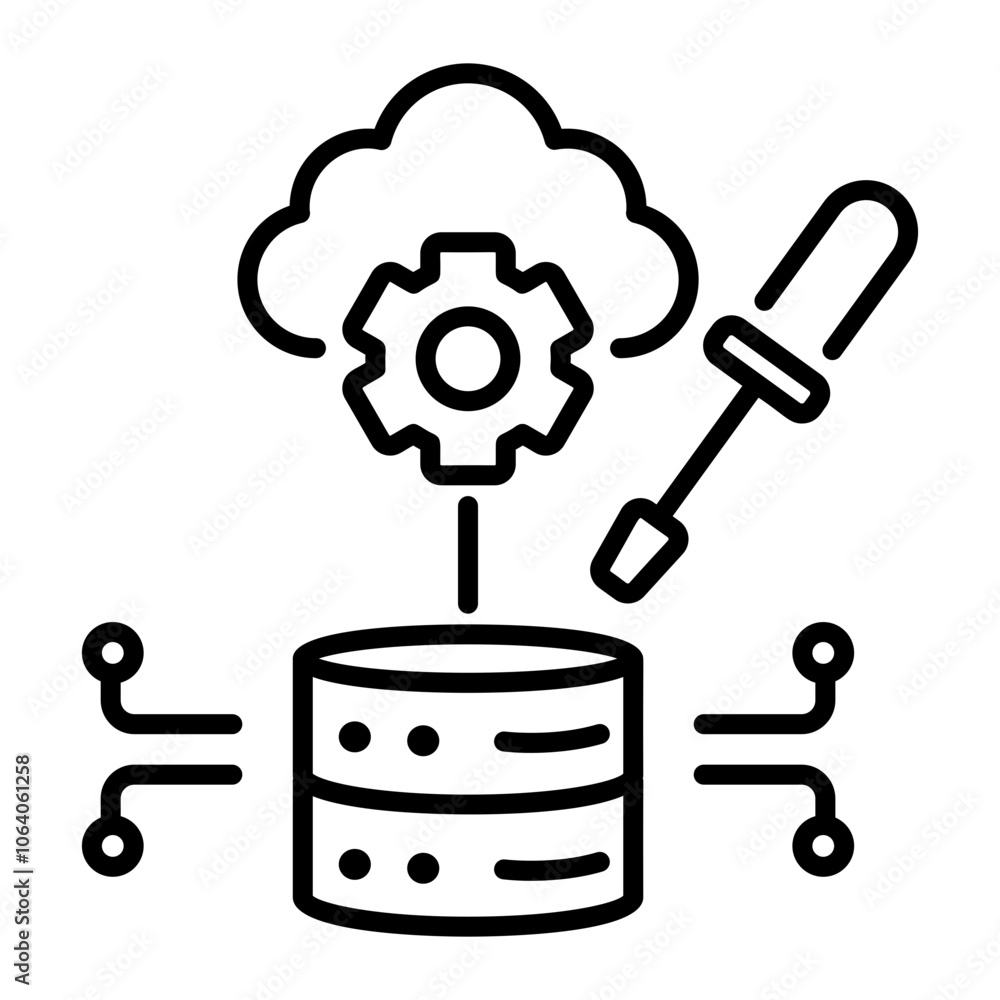 Cloud maintenance icon in outline style Cloud maintenance icon in outline style