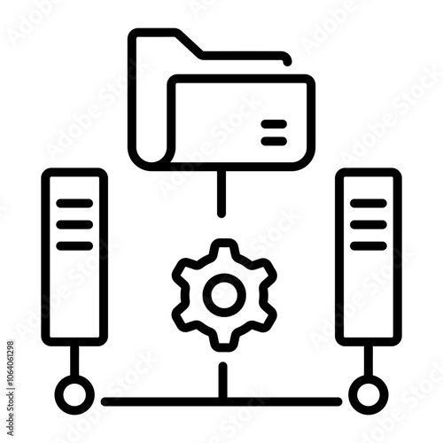 Data management icon in linear style