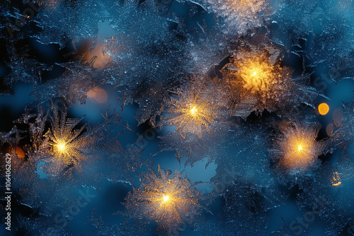 Wallpaper Mural Christmas lights glowing on a frosty window. Torontodigital.ca