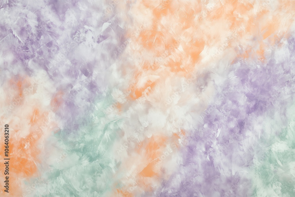 Obraz premium Soft abstract texture in pastel hues of purple, peach, and mint, with a brushed, dreamy effect. Light, airy, and ethereal, perfect for gentle backgrounds or artistic projects