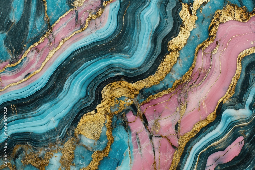 Luxurious abstract pattern with swirling blue, pink, and gold colors, resembling agate or marble stone. Rich textures and metallic details create a glamorous and artistic effect Luxurious abstract pattern with swirling blue, pink, and gold colors, resembling agate or marble stone. Rich textures and metallic details create a glamorous and artistic effect