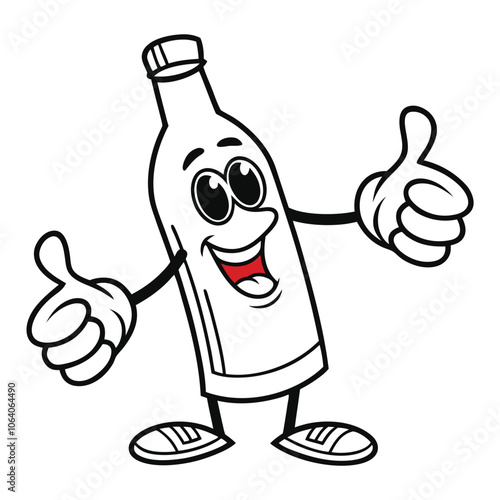 Cool Thumbs-Up Bottle Character with Sunglasses