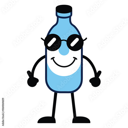 Cool Thumbs-Up Bottle Character with Sunglasses