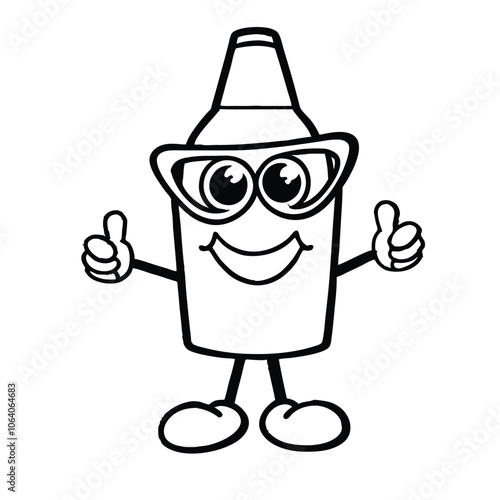 Cool Thumbs-Up Bottle Character with Sunglasses