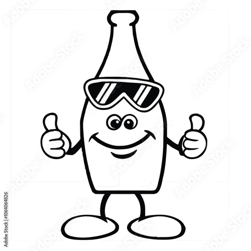 Cool Thumbs-Up Bottle Character with Sunglasses