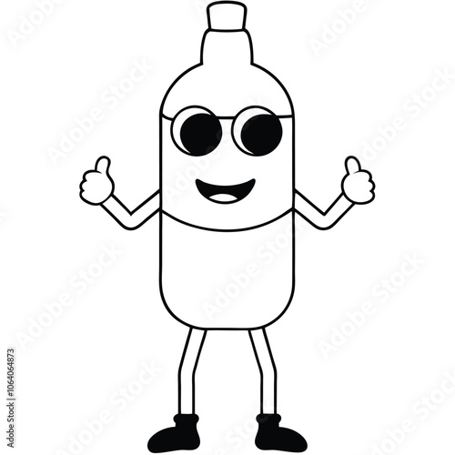 Cool Thumbs-Up Bottle Character with Sunglasses