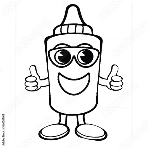 Cool Thumbs-Up Bottle Character with Sunglasses