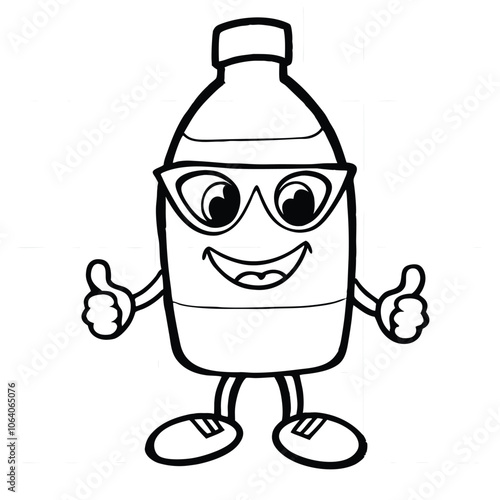 Cool Thumbs-Up Bottle Character with Sunglasses