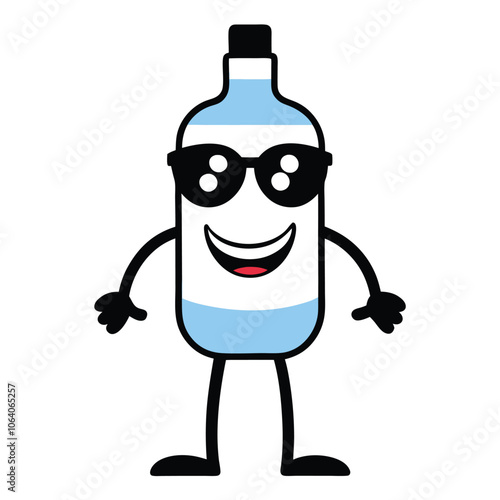 Cool Thumbs-Up Bottle Character with Sunglasses