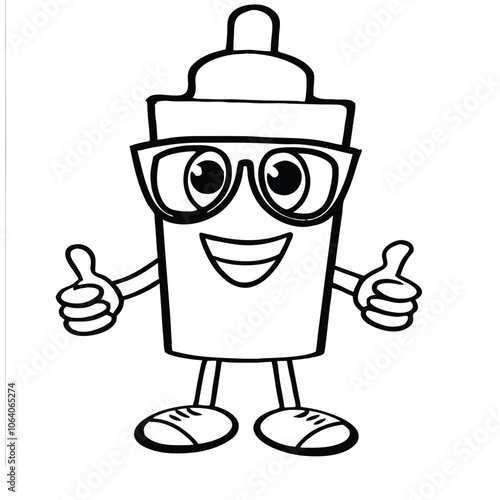 Cool Thumbs-Up Bottle Character with Sunglasses