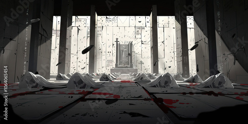 Vatican of Vile Secrets: A secretive chamber, lined with forbidden texts and grotesque artifacts, revealing the true nature of a long-forgotten cult.